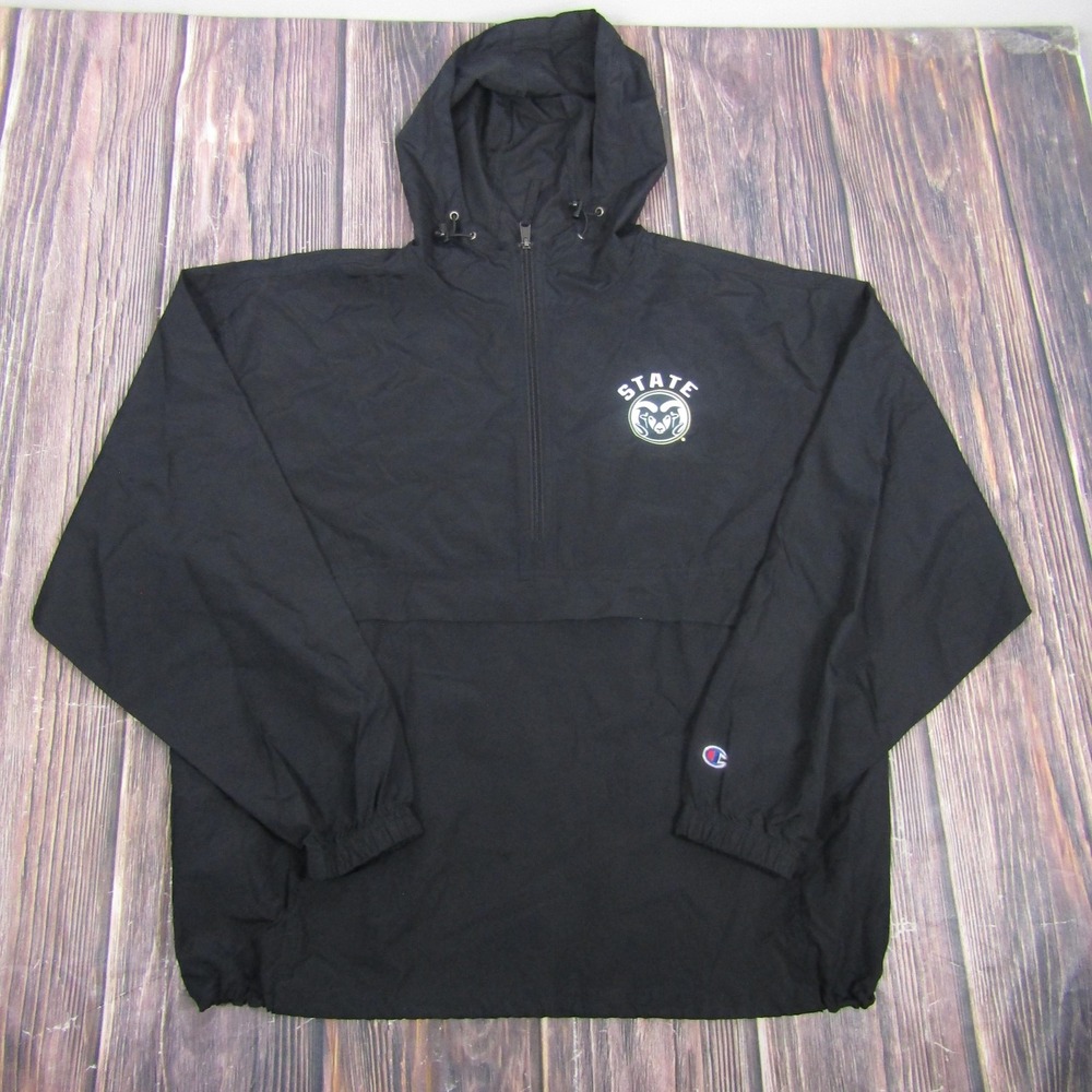 Colorado State Rams Jacket Mens Large Black NCAA College Pullover Champion